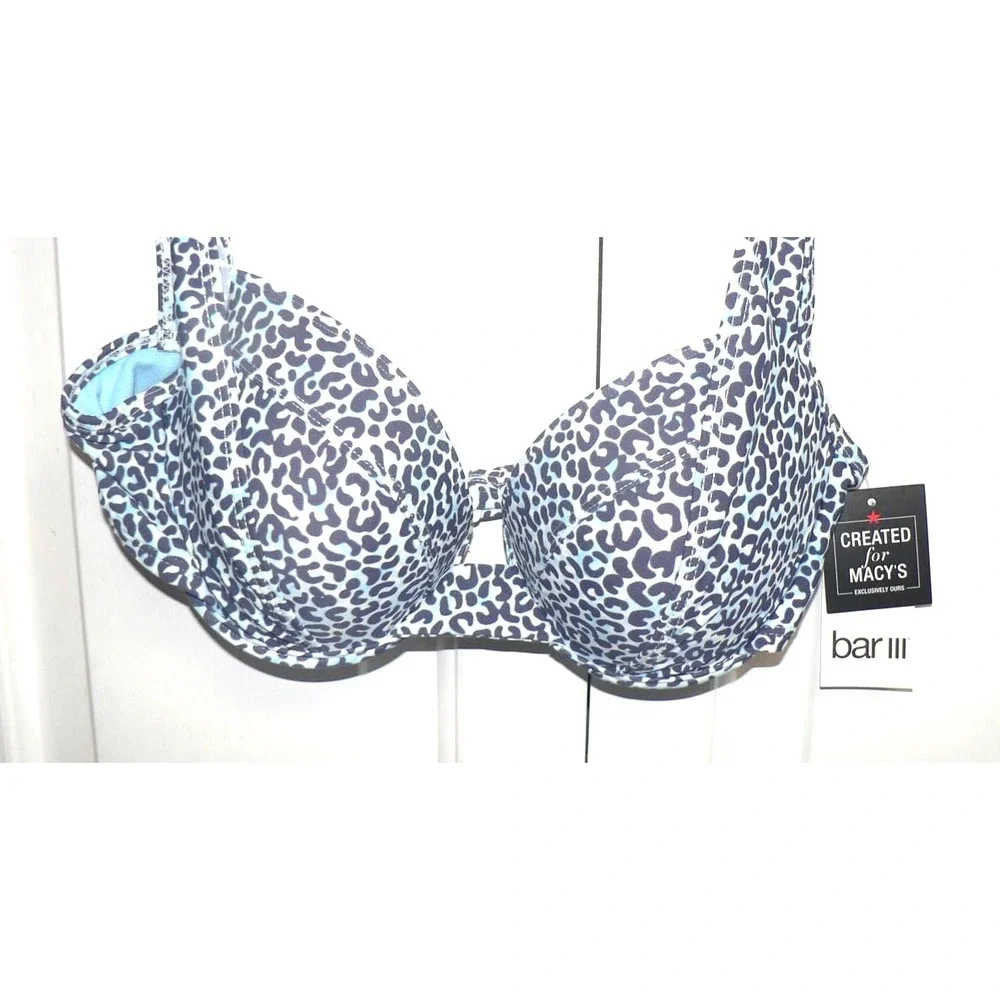 Bar‎ III Women's On The Prowl Underwire Bikini Top in Blue Multi Small